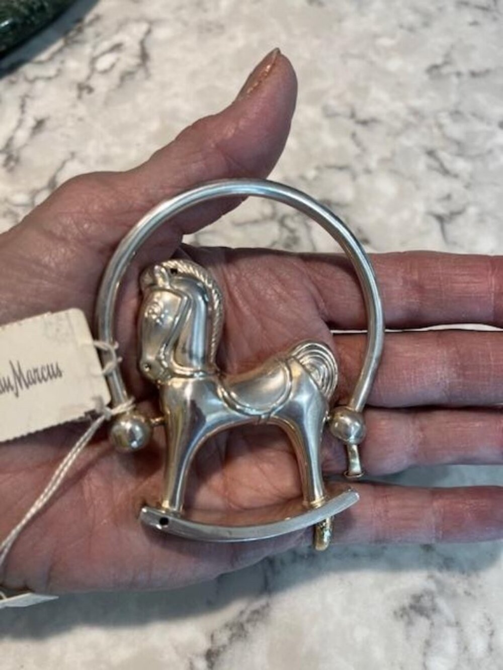 Vintage Silver Plated Topazio Rocking Horse Rattle from Portugal/Neiman Marcus